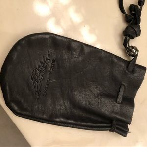 Biker chic black leather pouch